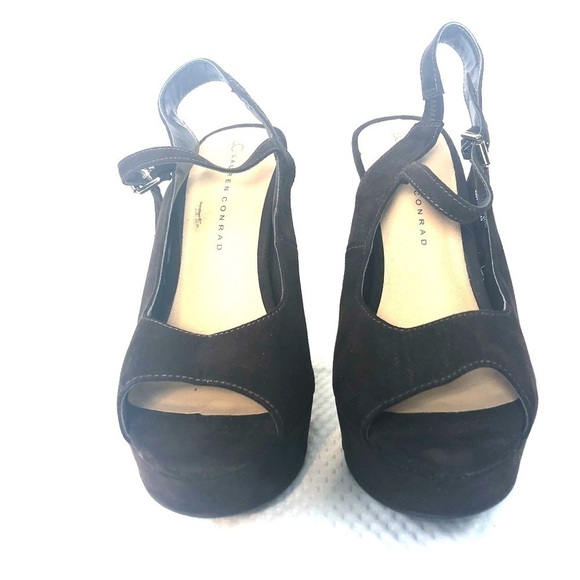 EUC-LAUREN Conrad Peep Toe Dark brown Suede  Pumps - Picture 2 of 6
